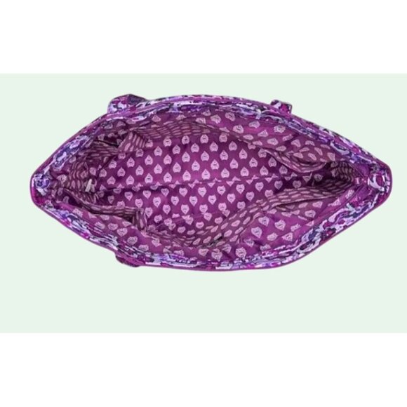 Vera Bradley Large Quilted Tote Bag In Pink & Purple Paisley Pattern - Picture 3 of 6